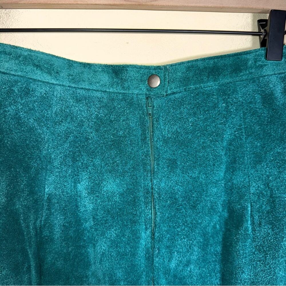 VINTAGE PAUL HARRIS teal suede mod 80s mini skirt 11/12 - Picture 4 of 5